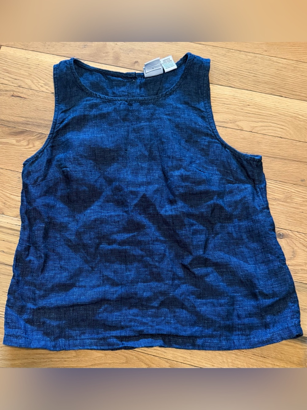 Halston 100% Linen Button-Bank Chambray Tank Top